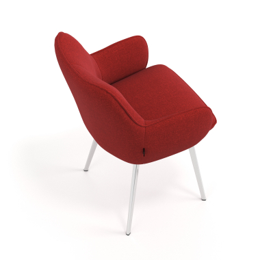 chaise visiteur chromee rouge 4 pattes tissu accoudoirs rembourres 7