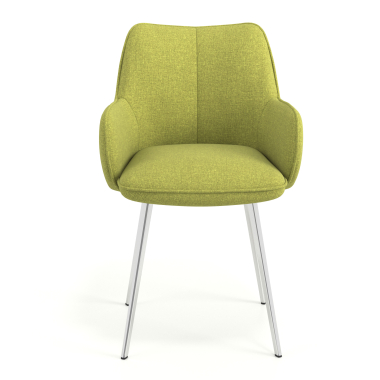 chaise visiteur chromee vert 4 pattes tissu accoudoirs rembourres 4