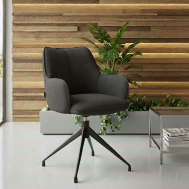 chaise de reunion noir anthracite pivotante tissu accoudoirs rembourres 2