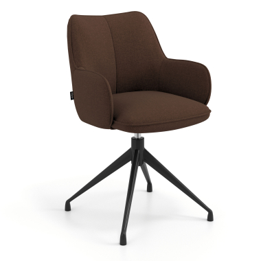 chaise de reunion noir marron pivotante tissu accoudoirs rembourres 1