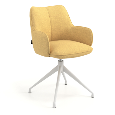 chaise de reunion blanc jaune pivotante tissu accoudoirs rembourres 1