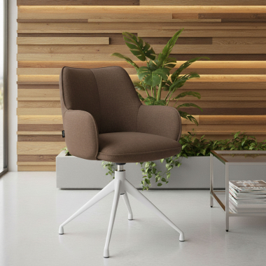 chaise de reunion blanc marron pivotante tissu accoudoirs rembourres 2