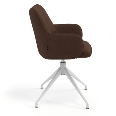 chaise de reunion blanc marron pivotante tissu accoudoirs rembourres 3