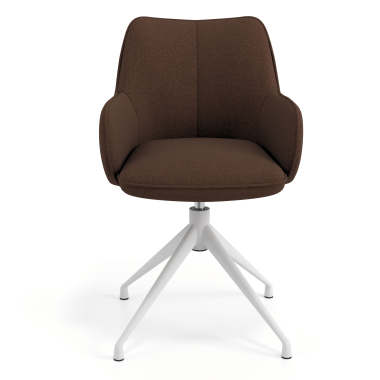 chaise de reunion blanc marron pivotante tissu accoudoirs rembourres 4