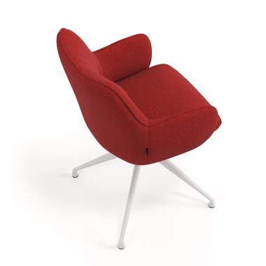 chaise de reunion blanc rouge pivotante tissu accoudoirs rembourres 7