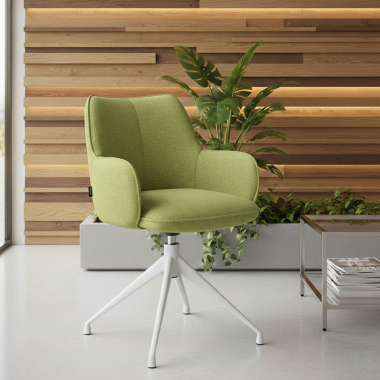 chaise de reunion blanc vert pivotante tissu accoudoirs rembourres 2