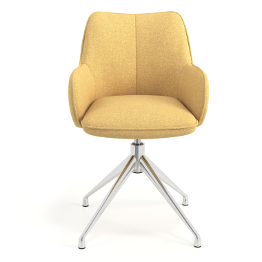 chaise de reunion chromee jaune pivotante tissu accoudoirs rembourres 4
