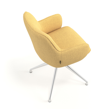 chaise de reunion chromee jaune pivotante tissu accoudoirs rembourres 7