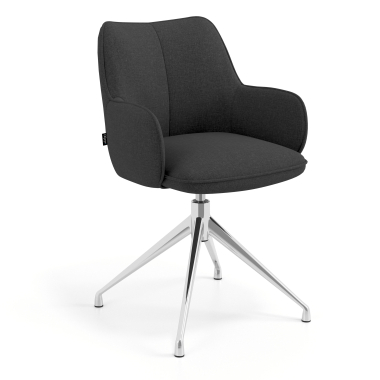chaise de reunion chromee anthracite pivotante tissu accoudoirs rembourres 1
