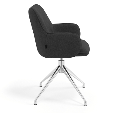 chaise de reunion chromee anthracite pivotante tissu accoudoirs rembourres 3