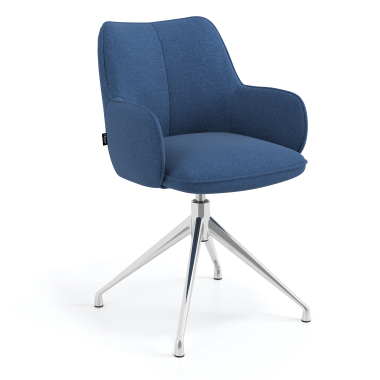 chaise de reunion chromee bleu pivotante tissu accoudoirs rembourres 1