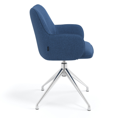 chaise de reunion chromee bleu pivotante tissu accoudoirs rembourres 3