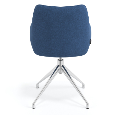 chaise de reunion chromee bleu pivotante tissu accoudoirs rembourres 6