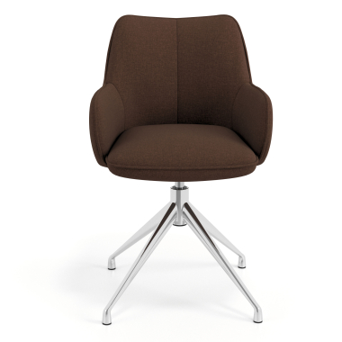 chaise de reunion chromee marron pivotante tissu accoudoirs rembourres 4