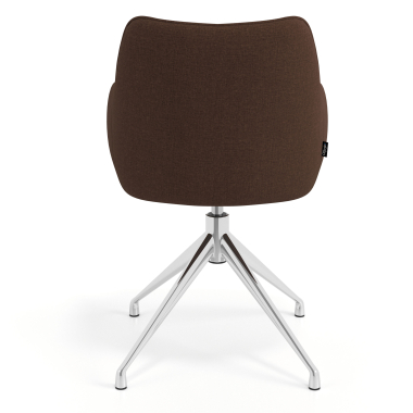chaise de reunion chromee marron pivotante tissu accoudoirs rembourres 6
