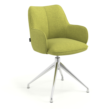 chaise de reunion chromee vert pivotante tissu accoudoirs rembourres 1