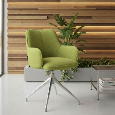 chaise de reunion chromee vert pivotante tissu accoudoirs rembourres 2