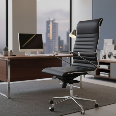 fauteuil de direction noir dos haut cuir naturel cuir authentique accoudoirs fixes 2