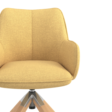 chaise de reunion jaune giratoire en bois tissu accoudoirs rembourres 5