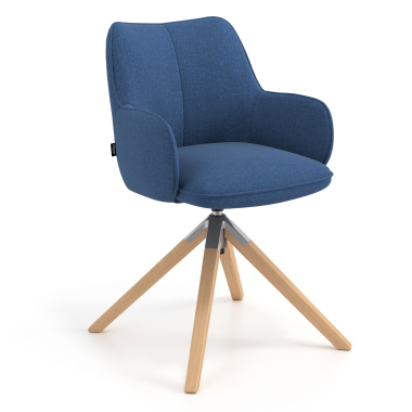 chaise de reunion bleu giratoire en bois tissu accoudoirs rembourres 1