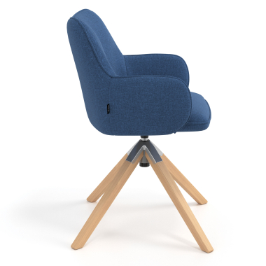 chaise de reunion bleu giratoire en bois tissu accoudoirs rembourres 3