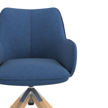 chaise de reunion bleu giratoire en bois tissu accoudoirs rembourres 5