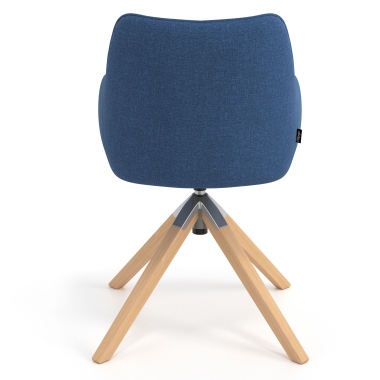 chaise de reunion bleu giratoire en bois tissu accoudoirs rembourres 6