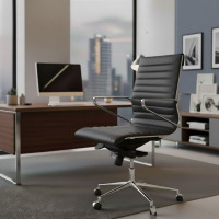 Fauteuil de bureau design Cagliari, dossier bas, cuir véritable