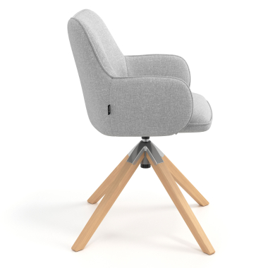 chaise de reunion gris giratoire en bois tissu accoudoirs rembourres 3