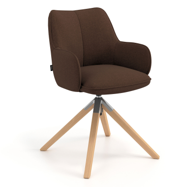 chaise de reunion marron giratoire en bois tissu accoudoirs rembourres 1