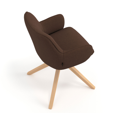 chaise de reunion marron giratoire en bois tissu accoudoirs rembourres 7