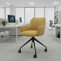 Chaise de réunion à roulettes Nora, base en aluminium