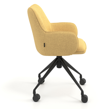 chaise de reunion jaune giratoire avec roulettes tissu accoudoirs rembourres 3