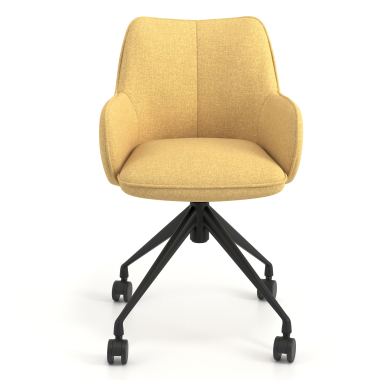 chaise de reunion jaune giratoire avec roulettes tissu accoudoirs rembourres 4