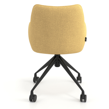 chaise de reunion jaune giratoire avec roulettes tissu accoudoirs rembourres 6