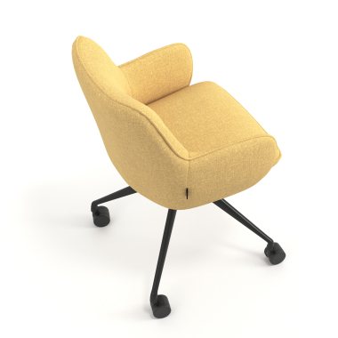 chaise de reunion jaune giratoire avec roulettes tissu accoudoirs rembourres 7