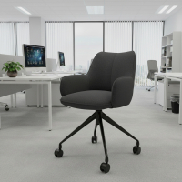 Chaise de réunion à roulettes Nora, base en aluminium