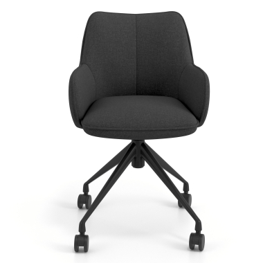 chaise de reunion noir anthracite giratoire avec roulettes tissu accoudoirs rembourres 4