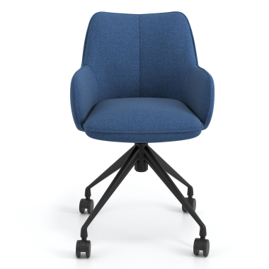 chaise de reunion noir bleu giratoire avec roulettes tissu accoudoirs rembourres 4