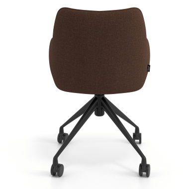 chaise de reunion noir marron giratoire avec roulettes tissu accoudoirs rembourres 6