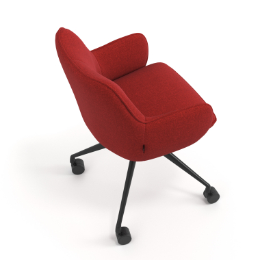 chaise de reunion noir rouge giratoire avec roulettes tissu accoudoirs rembourres 7
