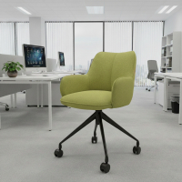 Chaise de réunion à roulettes Nora, base en aluminium