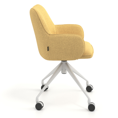 chaise de reunion blanc jaune giratoire avec roulettes tissu accoudoirs rembourres 3