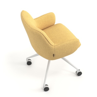 chaise de reunion blanc jaune giratoire avec roulettes tissu accoudoirs rembourres 7