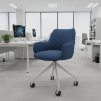 Chaise de réunion à roulettes Nora, base en aluminium