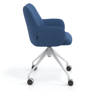 chaise de reunion blanc bleu giratoire avec roulettes tissu accoudoirs rembourres 3