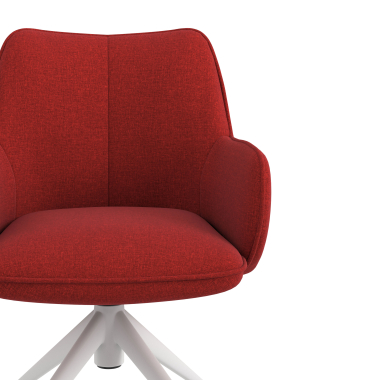 chaise de reunion blanc rouge giratoire avec roulettes tissu accoudoirs rembourres 5