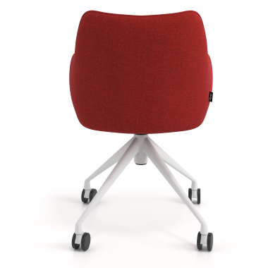 chaise de reunion blanc rouge giratoire avec roulettes tissu accoudoirs rembourres 6