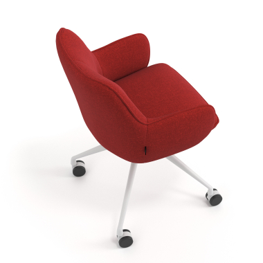 chaise de reunion blanc rouge giratoire avec roulettes tissu accoudoirs rembourres 7
