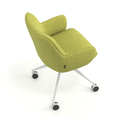 chaise de reunion blanc vert giratoire avec roulettes tissu accoudoirs rembourres 7